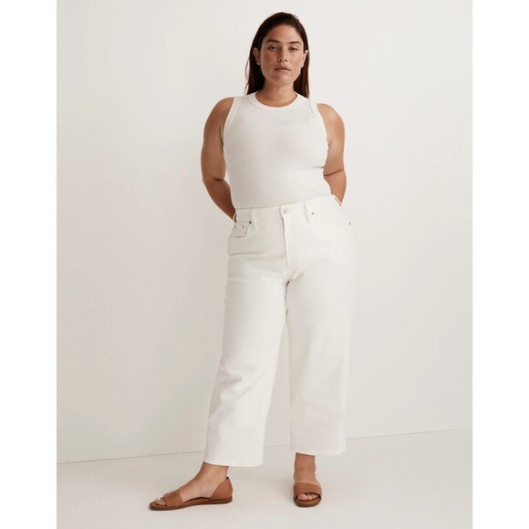 Madewell The Plus Perfect Vintage Wide‎ Leg Crop Jean Tile White Sz 20W NJ406 - Picture 1 of 16